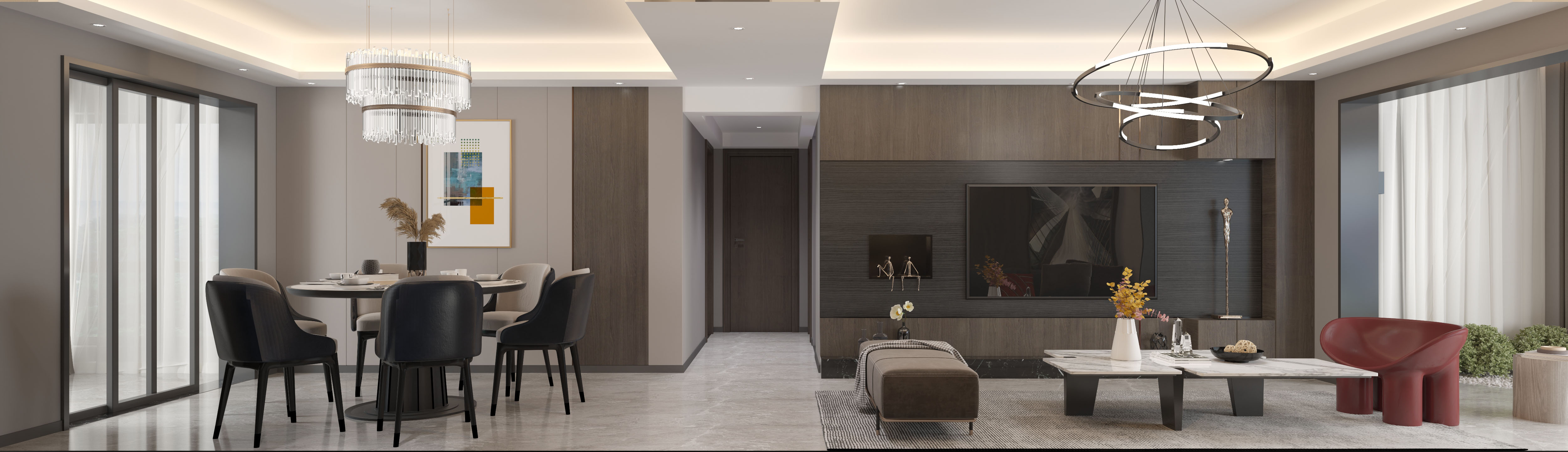 南寧新房裝修-現(xiàn)代輕奢-客餐廳