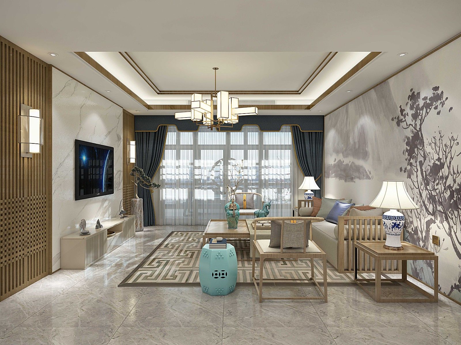 寶能城120m&sup2;新中式風(fēng)格案例